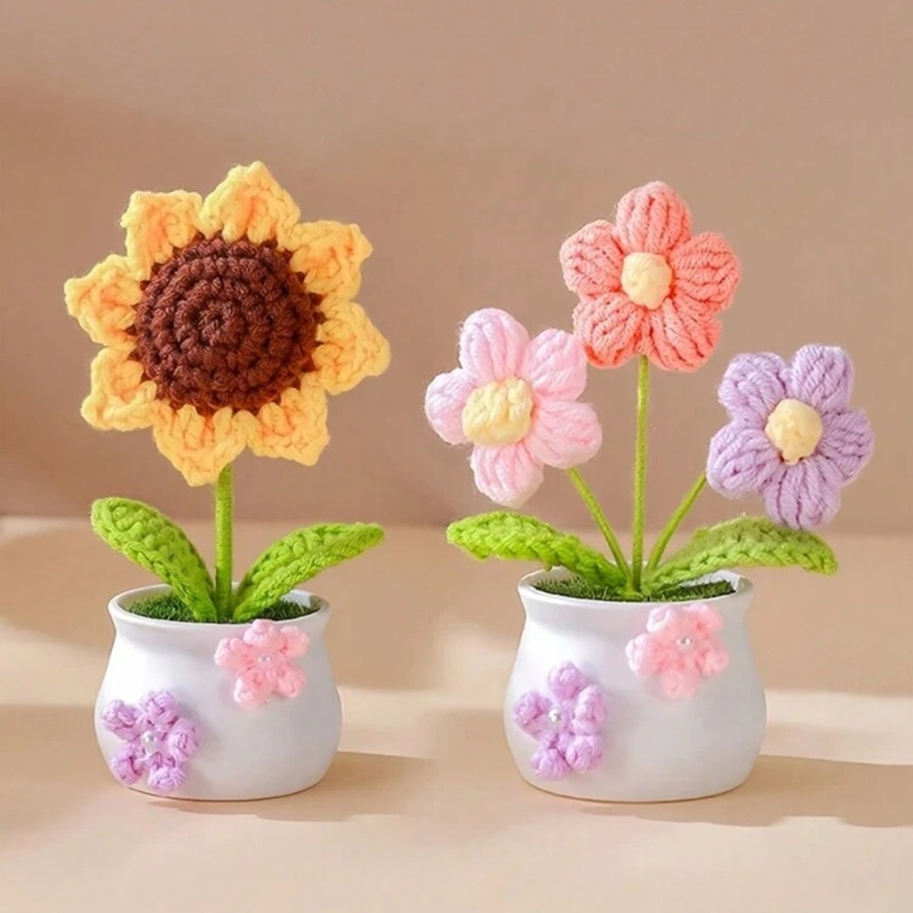 Handcrafted Crochet Flower Pot Decor